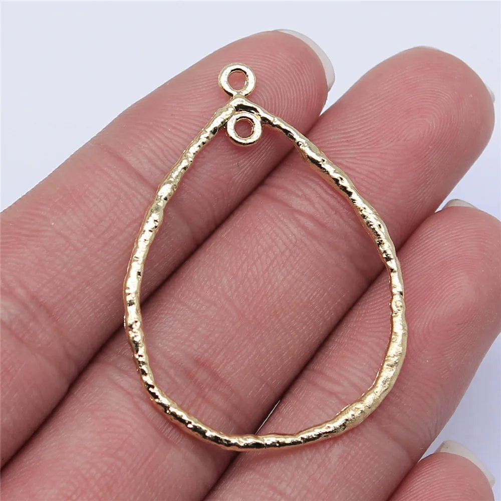 42x30mm 1.6g KC Gold Zinc Alloy Waterdrop Teardrop Earring Connector Charm for DIY Earrings Jewelry Making