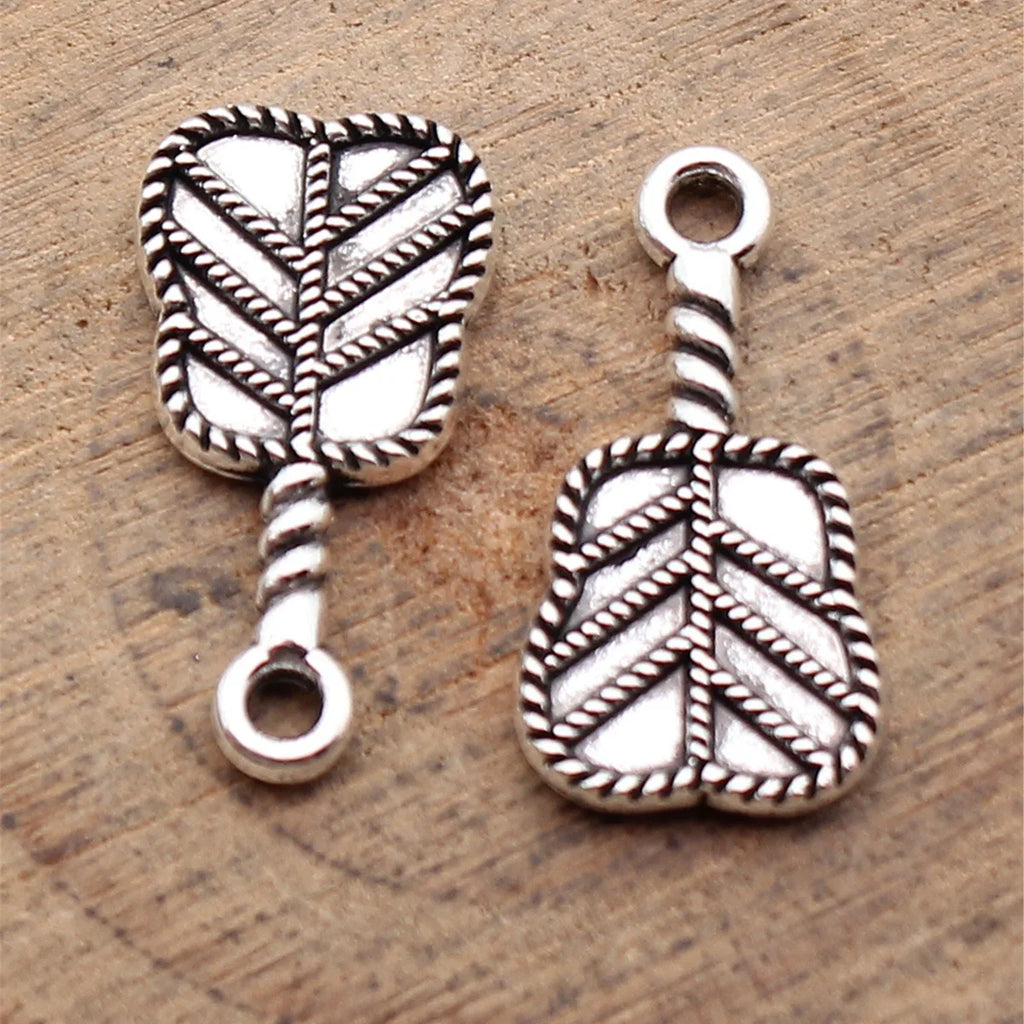 18x9.6mm 0.83g Antique Silver Zinc Alloy Palm Fan Charm Pendant for DIY Necklace Bracelet Making