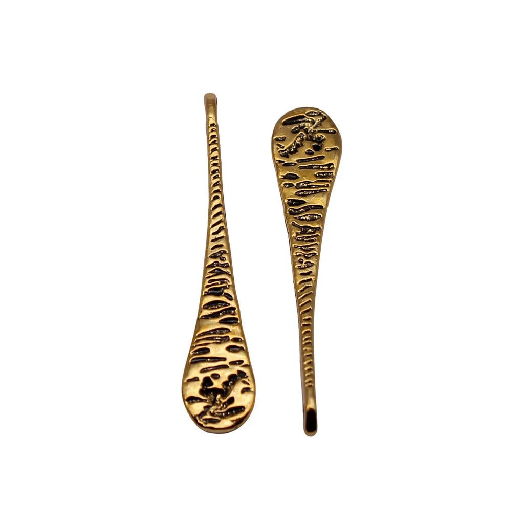 30x6x3.2mm 0.66g Antique Gold Zinc Alloy Hammered Long Teardrop Charm Pendant for DIY Jewelry Making