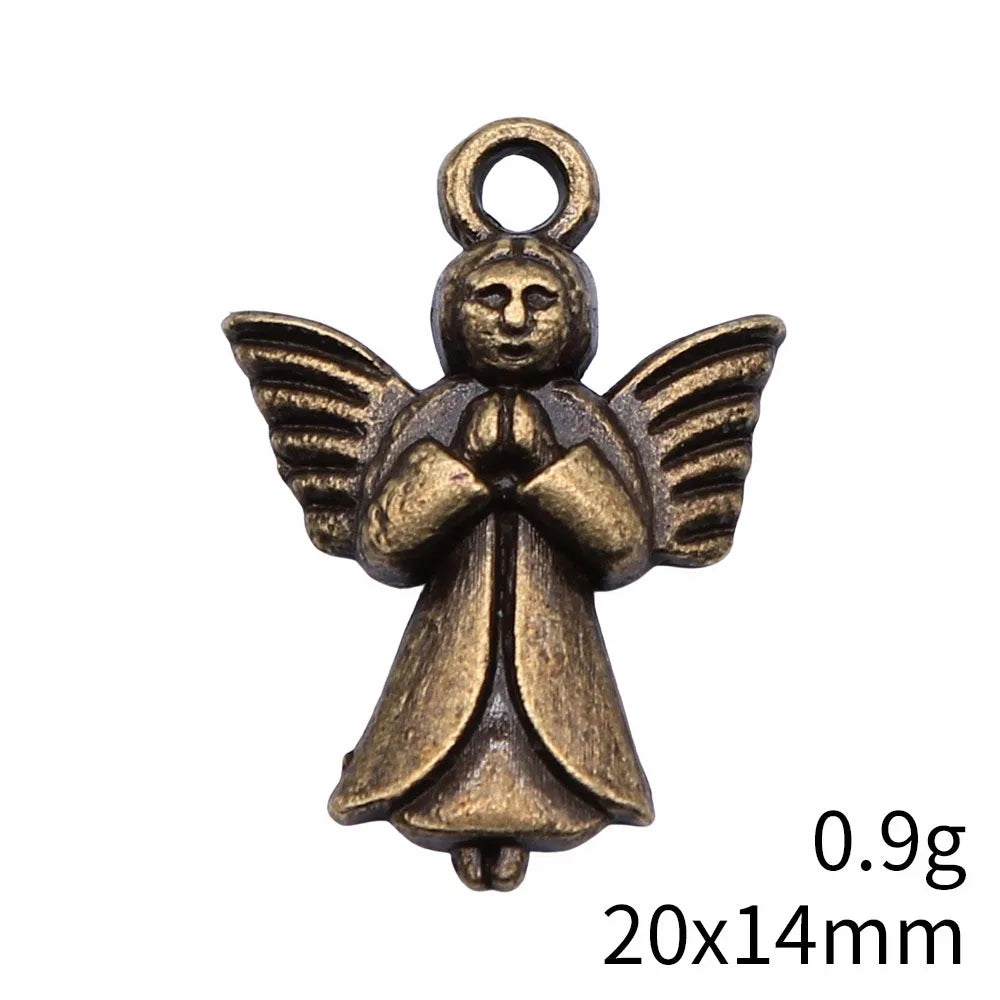 20x14mm 0.9g Antique Bronze Zinc Alloy Angel Charm Pendant for DIY Necklace Bracelet Making