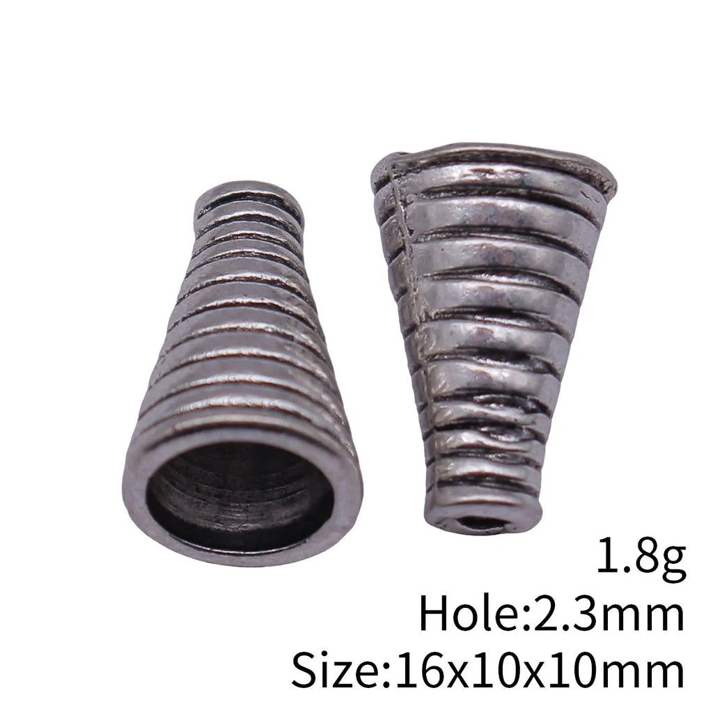 16x10x10mm 1.8g Multicolor Zinc Alloy Conical Ring Texture Tassel Caps for DIY Jewelry Making