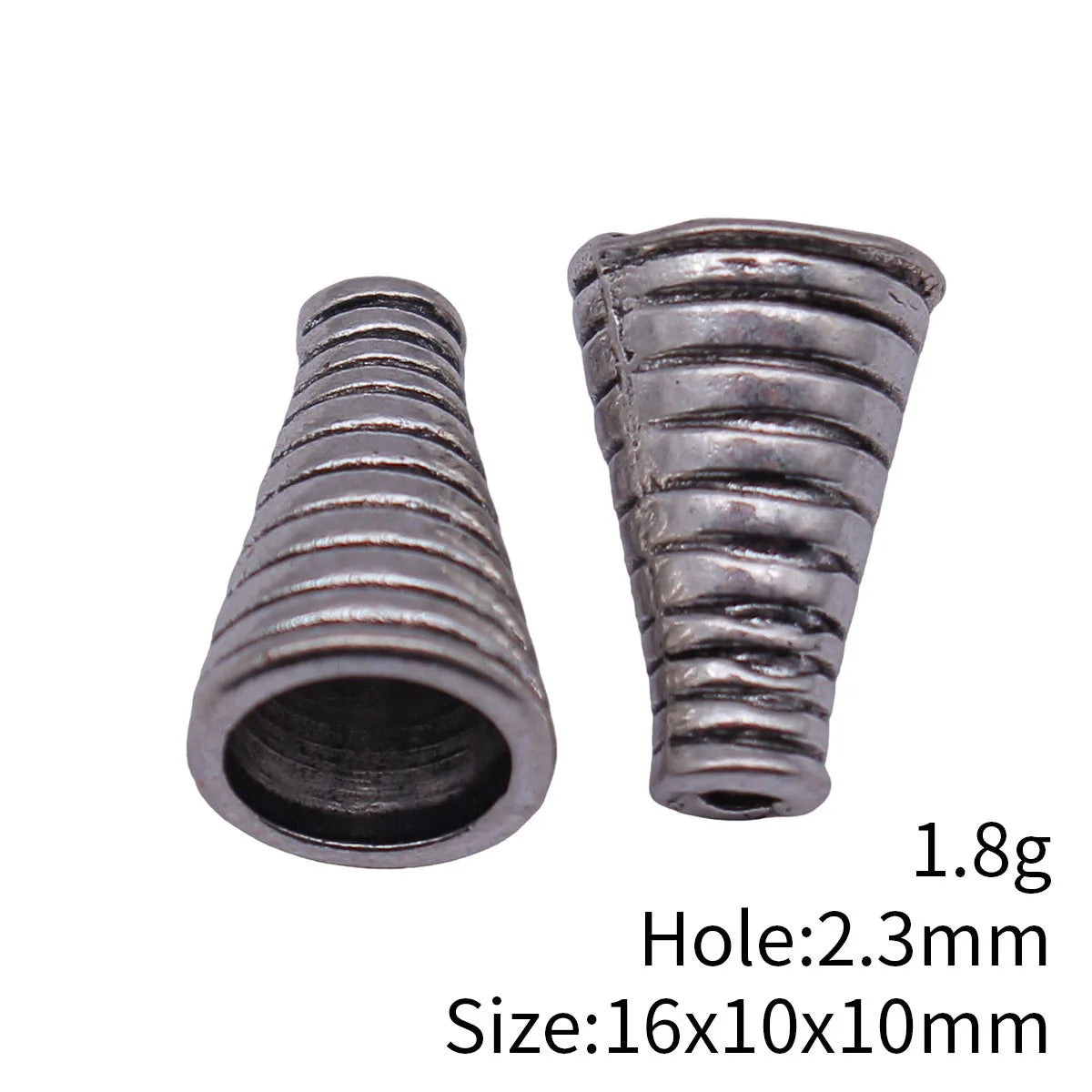 16x10x10mm 1.8g Multicolor Zinc Alloy Conical Ring Texture Tassel Caps for DIY Jewelry Making