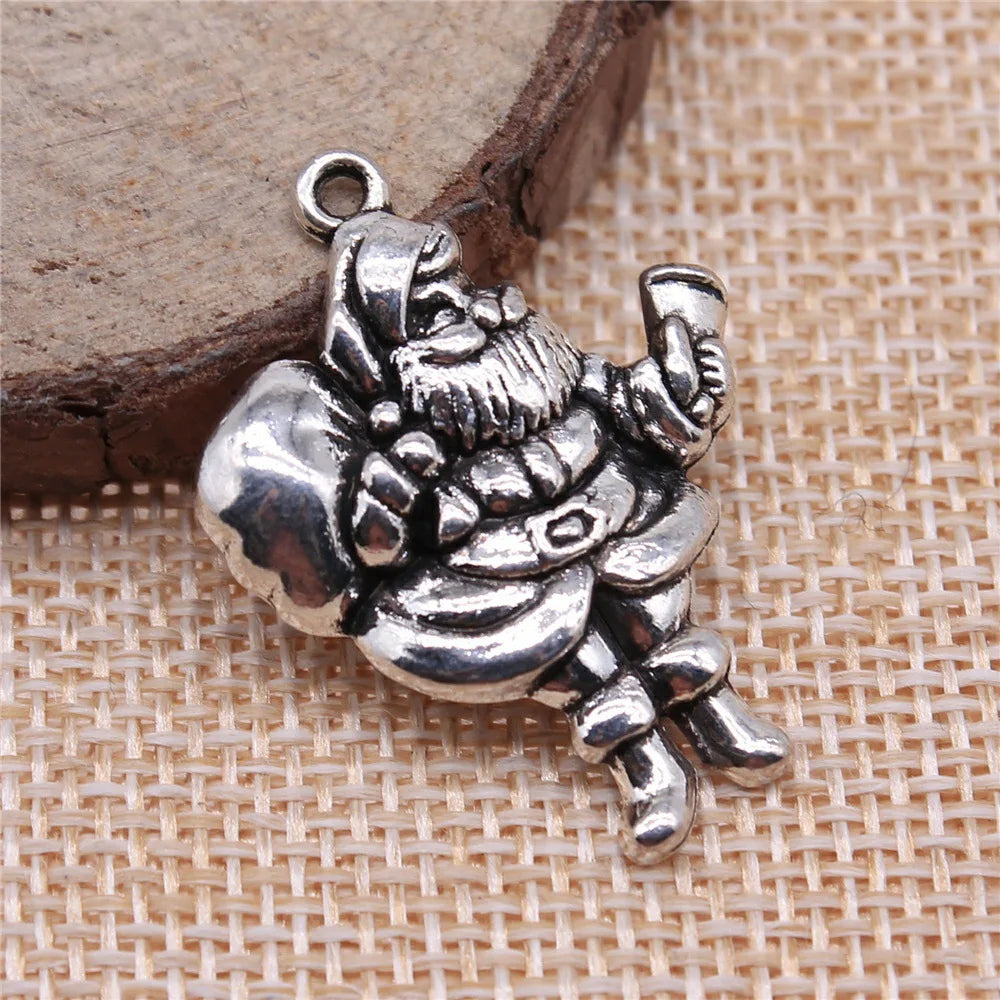 32x25mm 3.2g Multicolor Zinc Alloy Santa Claus Christmas Gift Charm Pendant for DIY Holiday Jewelry