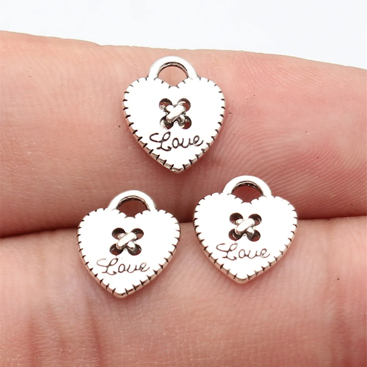12x10mm 0.53g Antique Silver Zinc Alloy LOVE Heart Charm Pendant for Necklace Bracelet DIY Jewelry