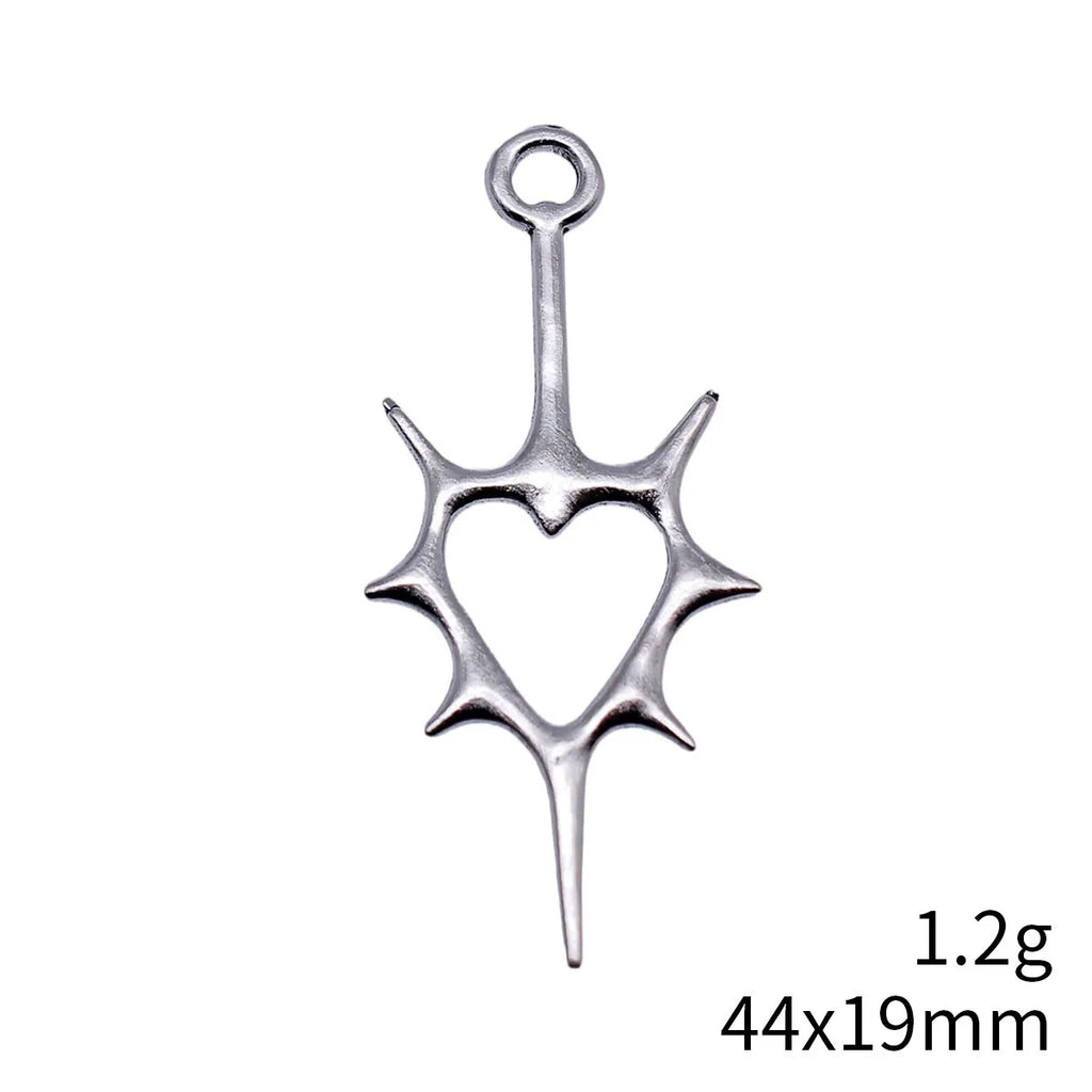 44x19mm 1.2g Multicolor Zinc Alloy Hollow Thorn Heart Earring Charms for DIY Jewelry Making