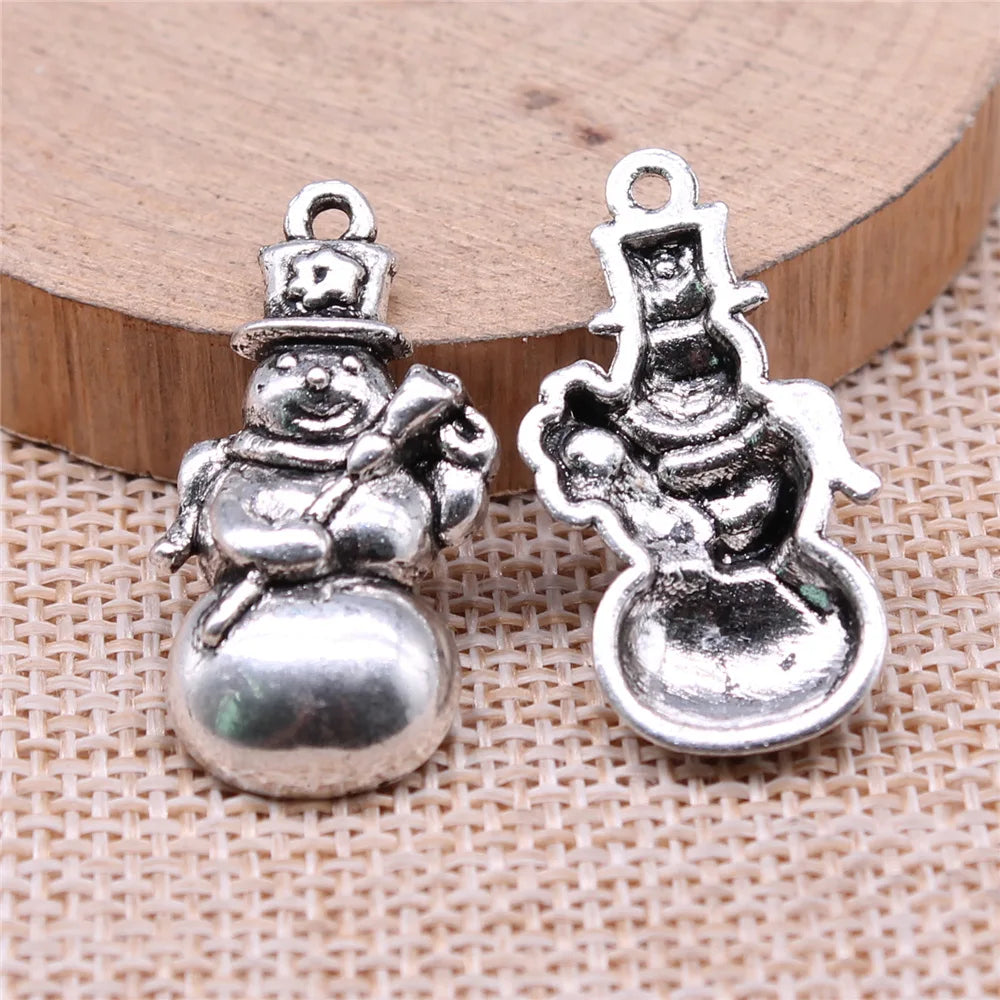 29x15mm 2.6g Multicolor Zinc Alloy Snowman Charm Pendant for Christmas DIY Jewelry Accessories