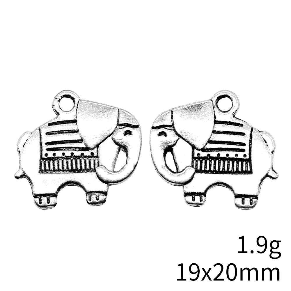 19x20mm 1.9g Antique Silver Zinc Alloy Elephant Charm Pendant for DIY Bracelet and Necklace Jewelry Making