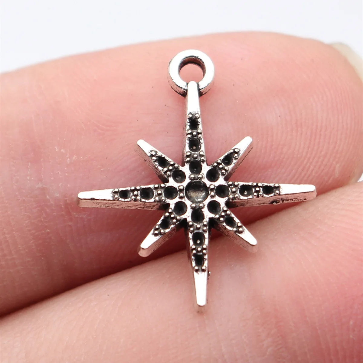 21x18mm 0.71g Antique Silver Zinc Alloy Radiating Starburst Charm Pendant for Necklace Making