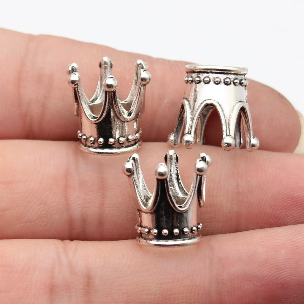 16x16x15mm 2.3g Antique Silver Zinc Alloy 3D Crown Jewelry Findings for DIY Bracelet Necklace Making