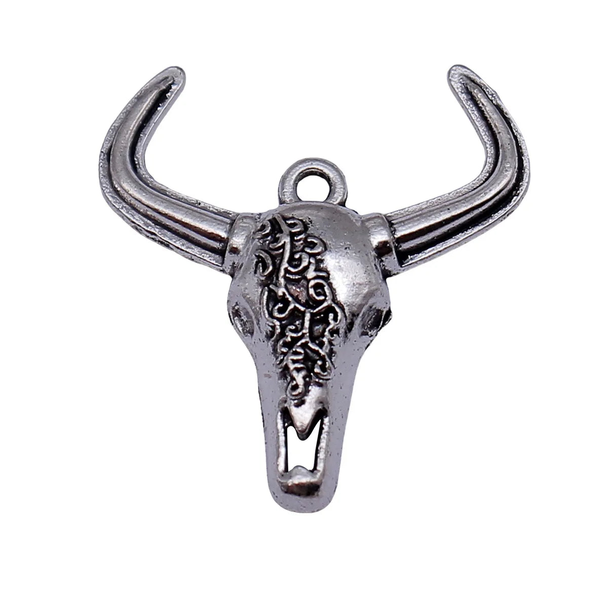 25x23mm 1.4g Antique Silver Zinc Alloy Bull Head Charm Pendant for Western Jewelry Making