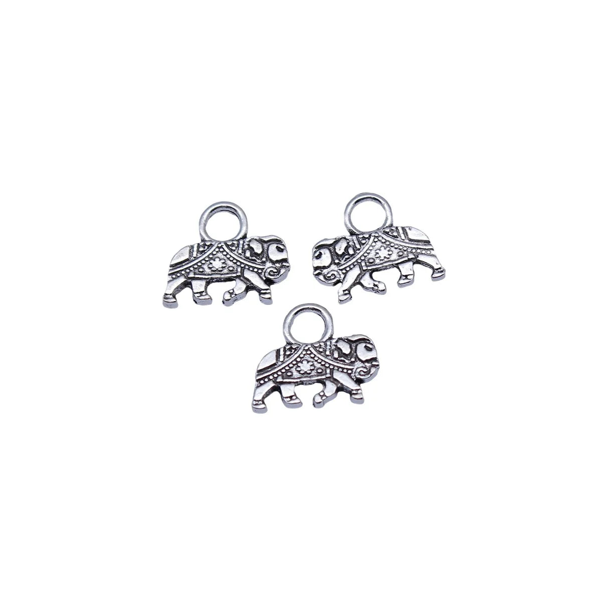 14x12mm 0.76g Antique Silver Zinc Alloy Double Sided Elephant Charm Pendant for DIY Jewelry Making