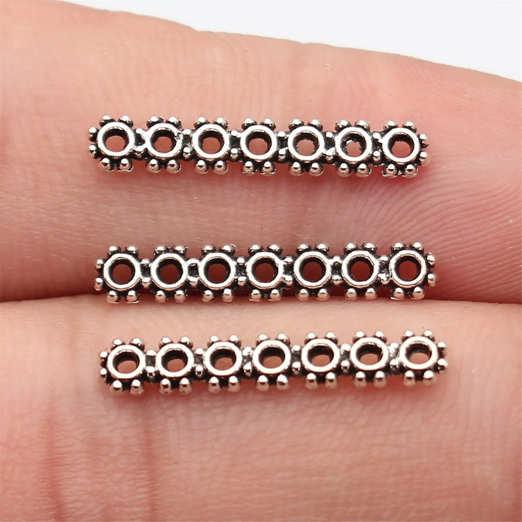 21x3.8mm 0.42g Antique Silver Zinc Alloy Seven Hole Bar Spacer Beads for DIY Bracelet Jewelry Making
