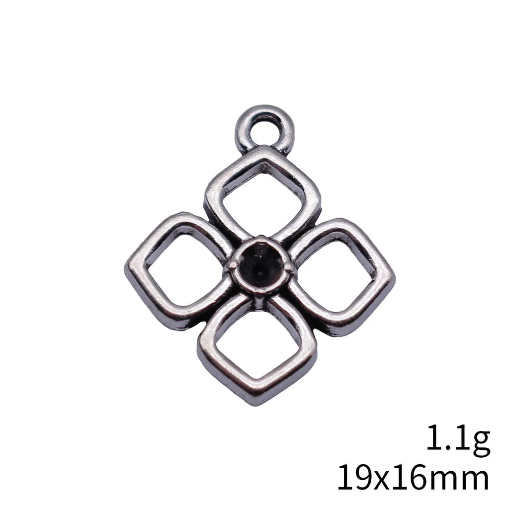 19x16mm 1.1g Antique Silver Zinc Alloy Hollow Diamond Setting Charm Pendant for DIY Necklace Jewelry