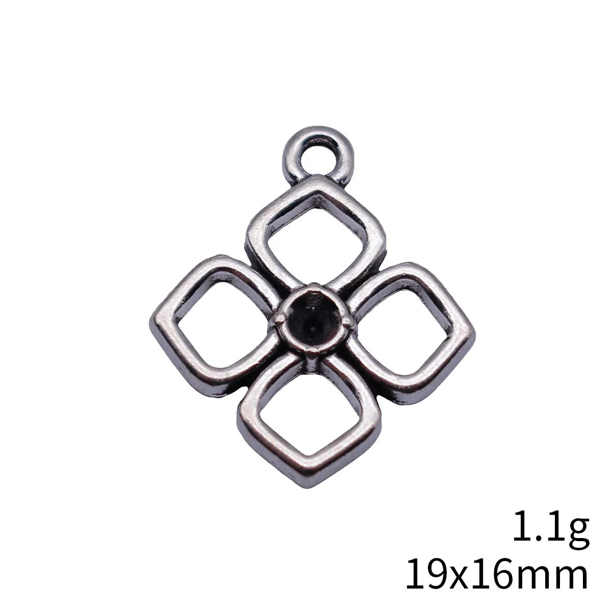19x16mm 1.1g Antique Silver Zinc Alloy Hollow Diamond Setting Charm Pendant for DIY Necklace Jewelry