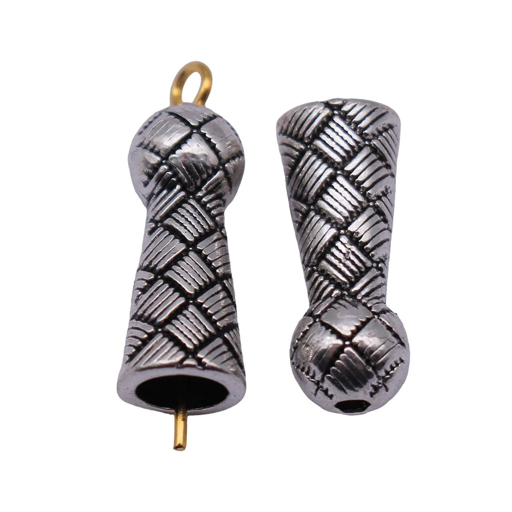 11x7x6.9mm 1.5g Antique Silver Zinc Alloy Woven Texture Tassel Caps Jewelry Findings for DIY Pendant Making