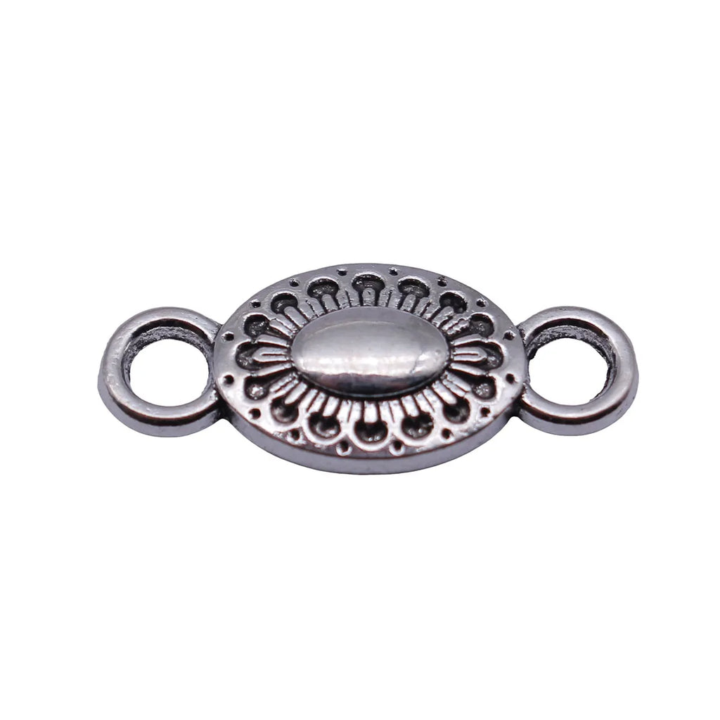 22x9.4mm 1.1g Antique Silver Zinc Alloy Oval Round Connector Charm for DIY Bracelet Necklace Jewelry