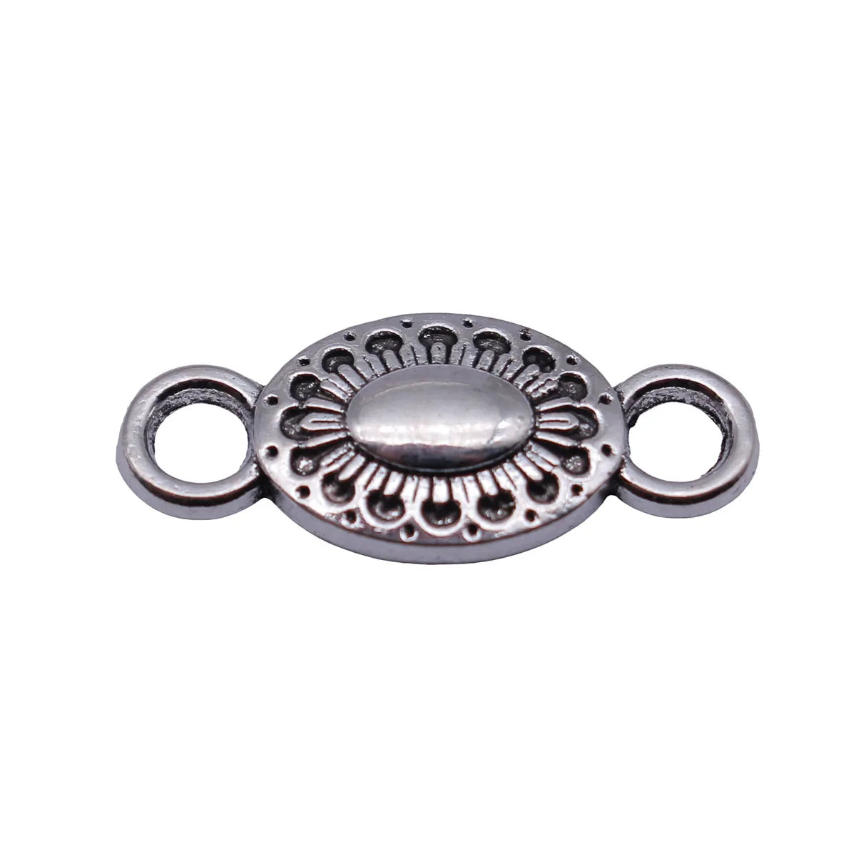 22x9.4mm 1.1g Antique Silver Zinc Alloy Oval Round Connector Charm for DIY Bracelet Necklace Jewelry