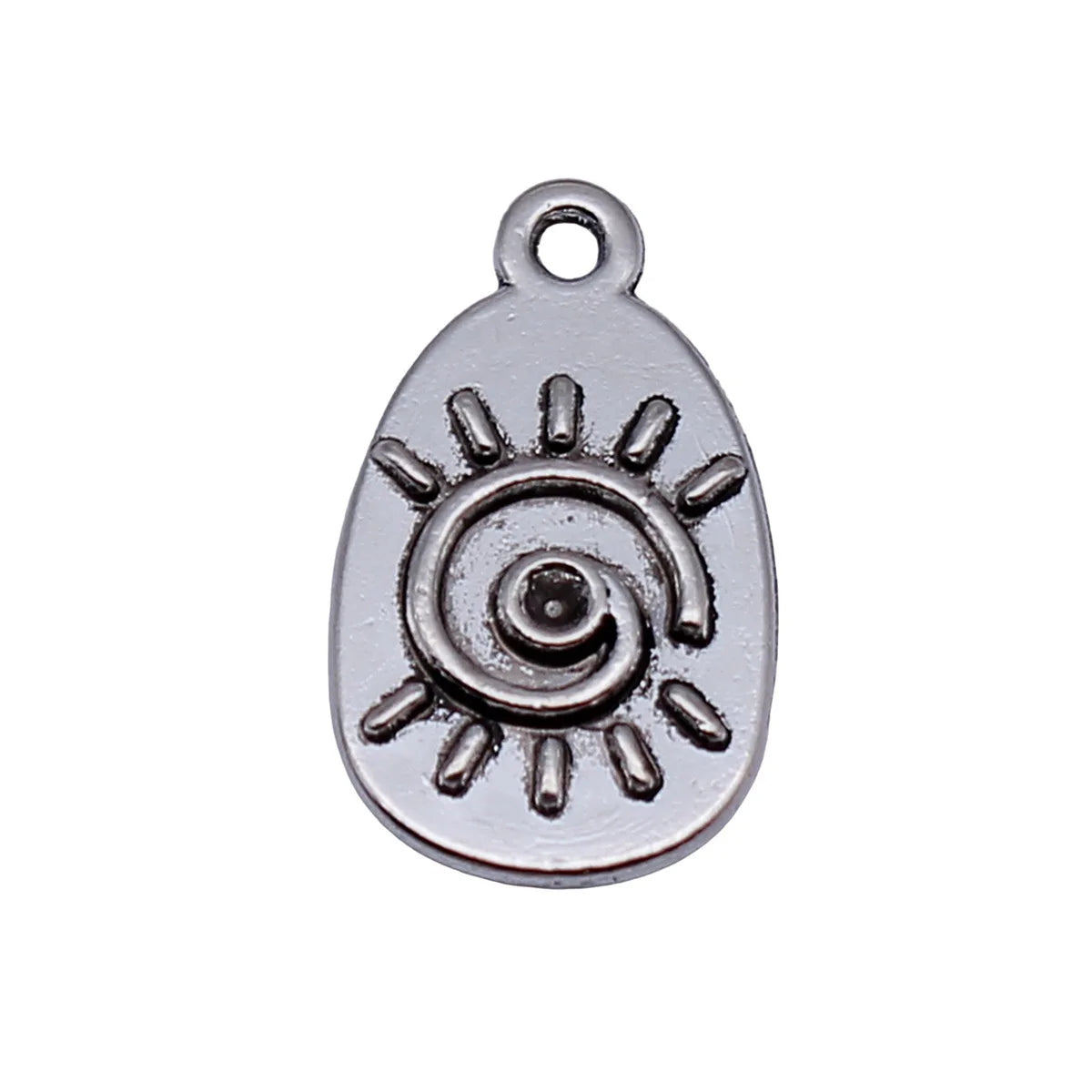18x10mm 1.1g Antique Silver Zinc Alloy Swirl Sun Tag Charm Pendant for DIY Necklace Bracelet Jewelry
