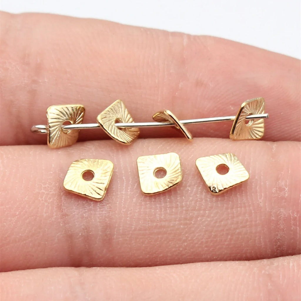 7.7x7mm 0.15g Multicolor Zinc Alloy Twisted Textured Square Spacer Beads for DIY Bracelet Jewelry Making