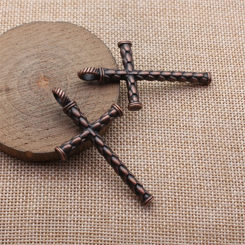60x32mm 9.2g Multicolor Zinc Alloy Scale Texture Cross Charm Pendant for DIY Necklace Jewelry Making