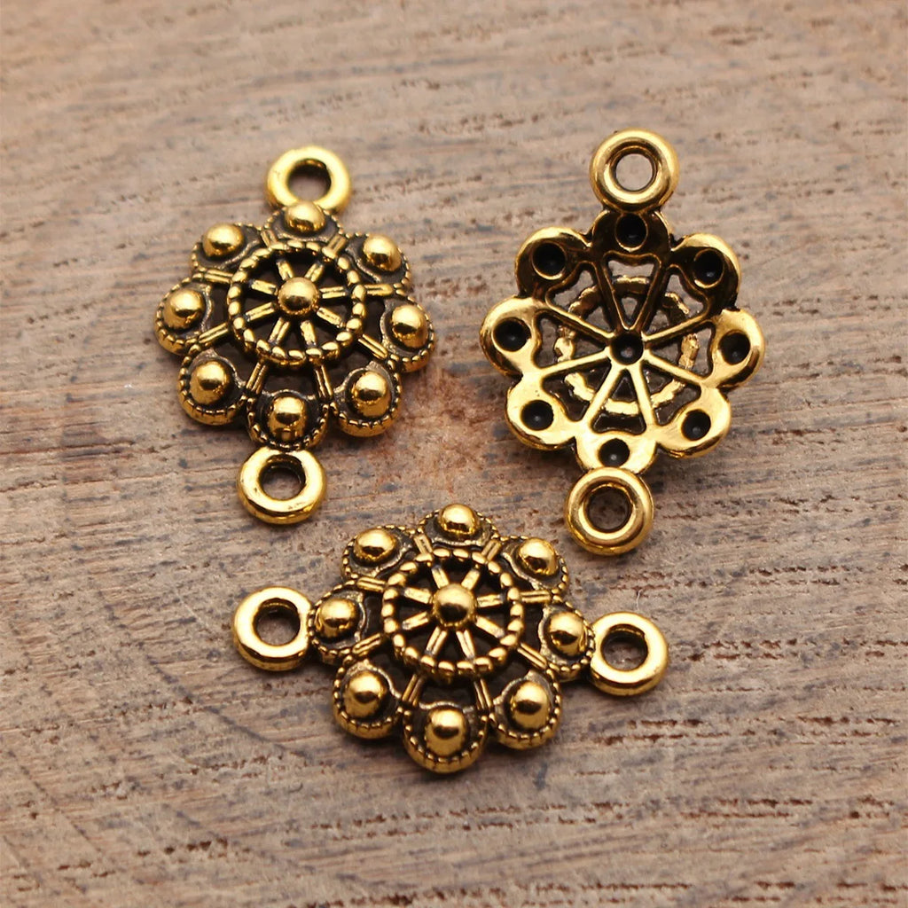 19x12mm 0.73g Multi Color Zinc Alloy Radiating Hollow Flower Connector Charm for DIY Jewelry Making