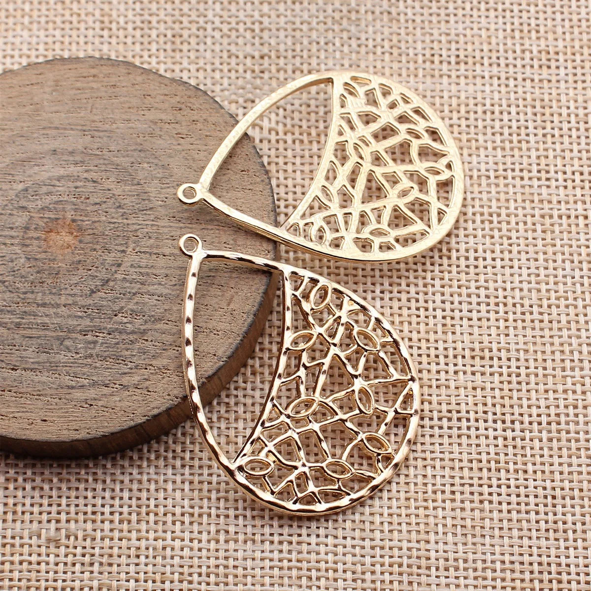 47x34mm 4.8g Multicolor Zinc Alloy Hollow Teardrop Geometric Earring Charms for DIY Earrings