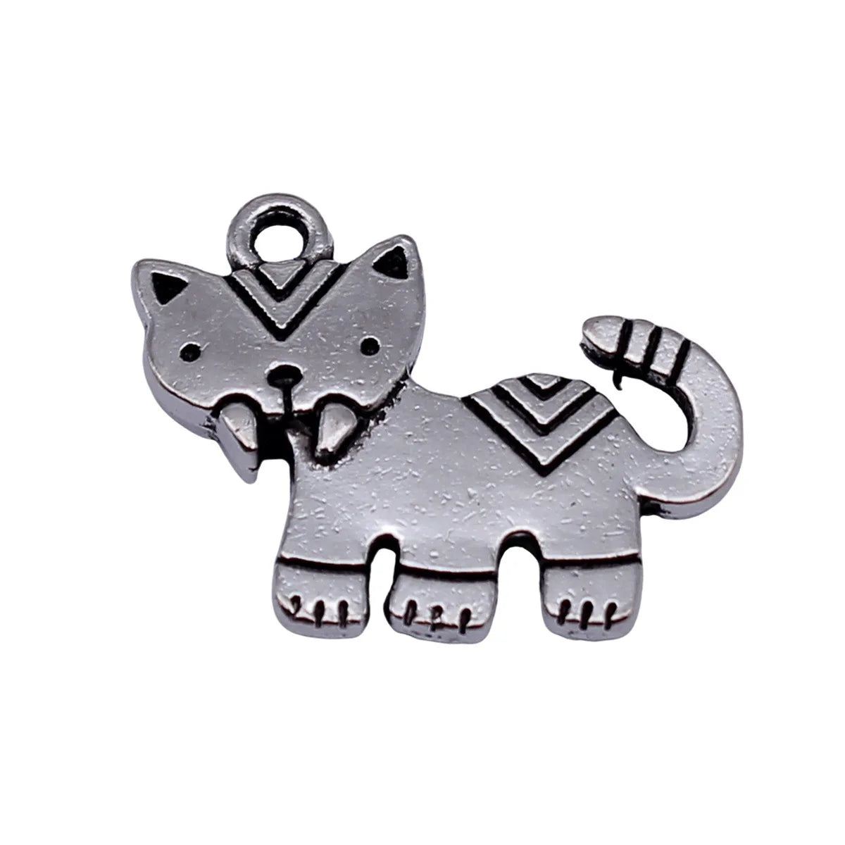 24x18mm 2.7g Antique Silver Zinc Alloy Fang Cat Charm Pendant for DIY Necklace Bracelet Making