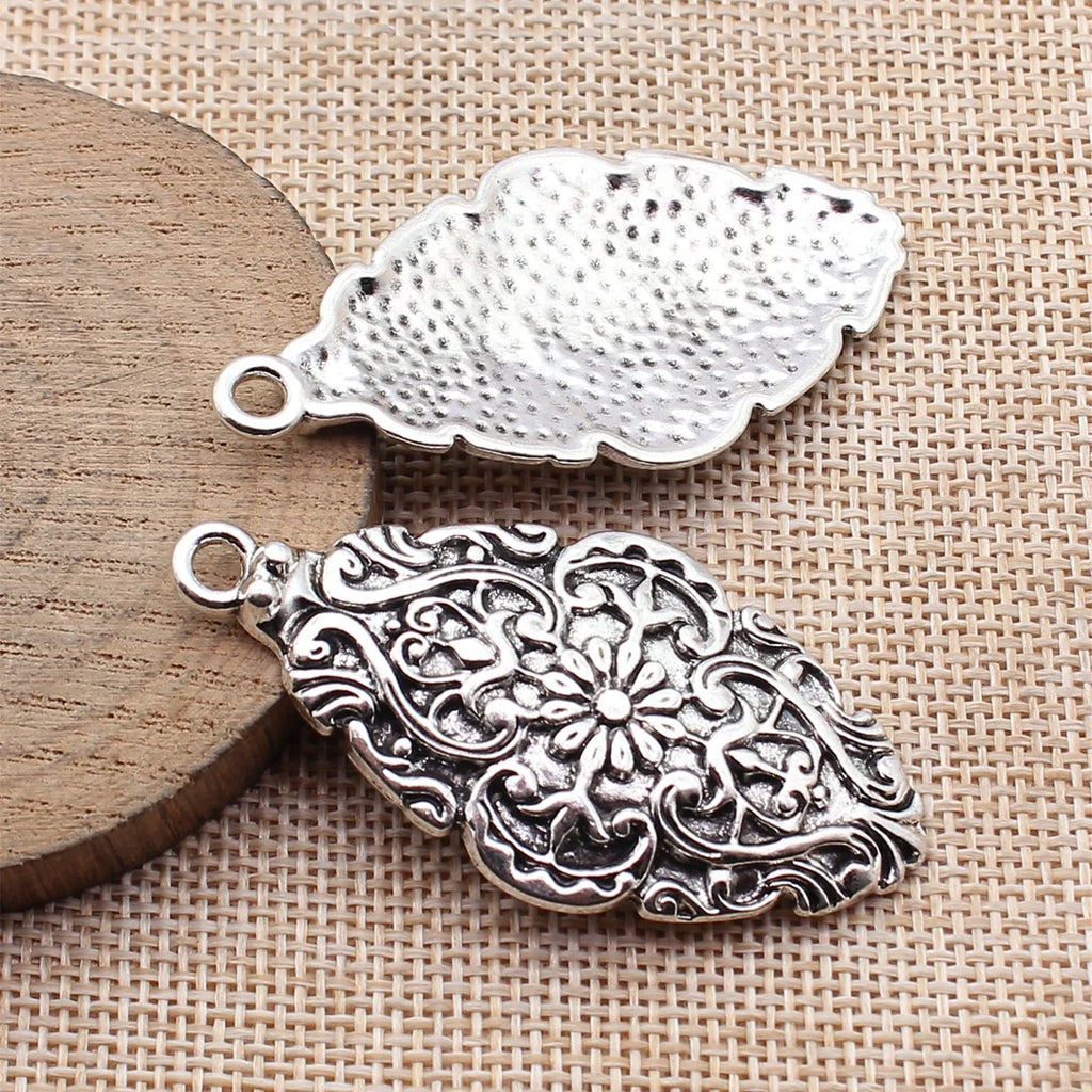 57x28mm 7.9g Multicolor Zinc Alloy Embossed Flower Charm Pendant for DIY Necklace Jewelry Making