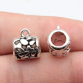 14x12x10mm 3.1g Antique Silver Zinc Alloy Hollow Floral Large Hole Bail Connector for DIY Jewelry Findings