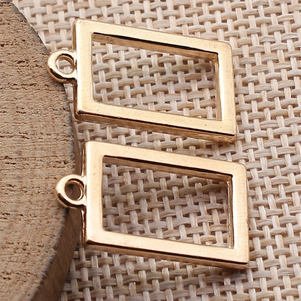 23x13mm 1.7g Multicolor Zinc Alloy Hollow Rectangle Frame Charm Pendant for DIY Earrings