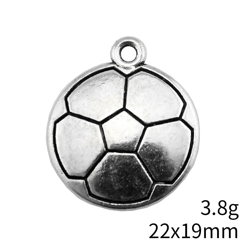 22x19mm 3.8g Antique Silver Zinc Alloy Soccer Ball Charm Pendant for DIY Bracelet Necklace Making