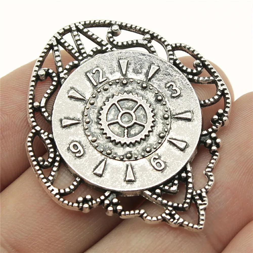 43x35mm 8.5g Multicolor Zinc Alloy Gear Clock Charm Pendant for Steampunk Necklace Jewelry Making