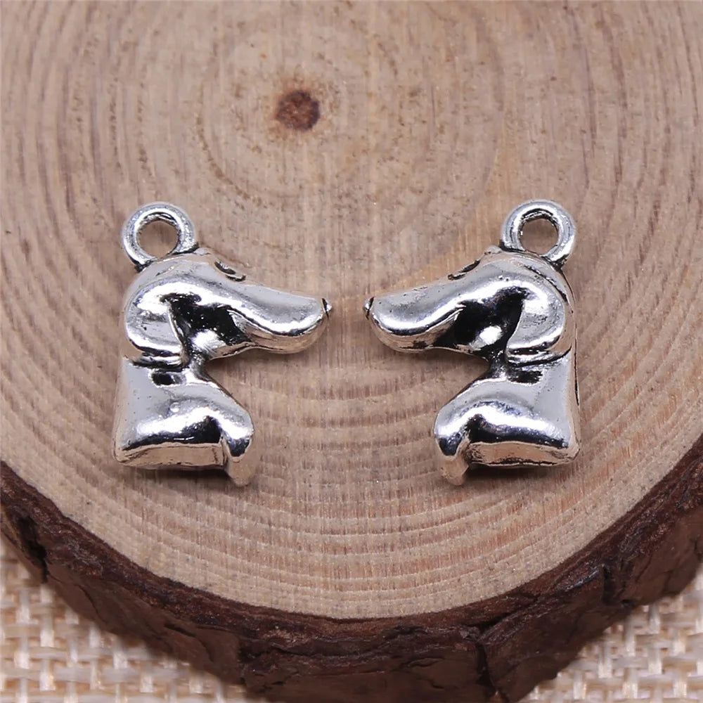 14x12mm 2.5g Antique silver zinc alloy Dog Head charm pendant for DIY pet theme jewelry making