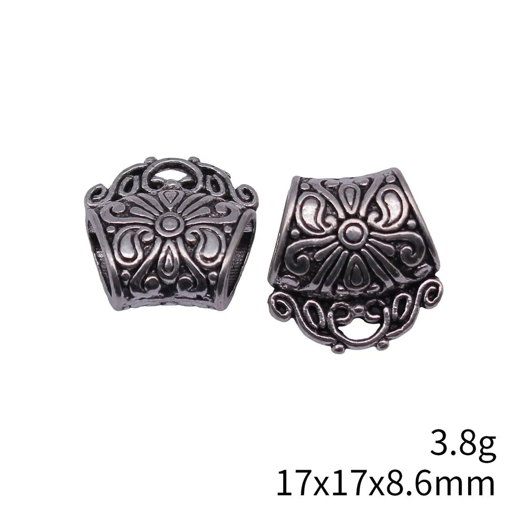 17x17x8.6mm 3.8g Antique Silver Zinc Alloy Carved Floral Scarf Buckle Jewelry Finding for DIY Accessories