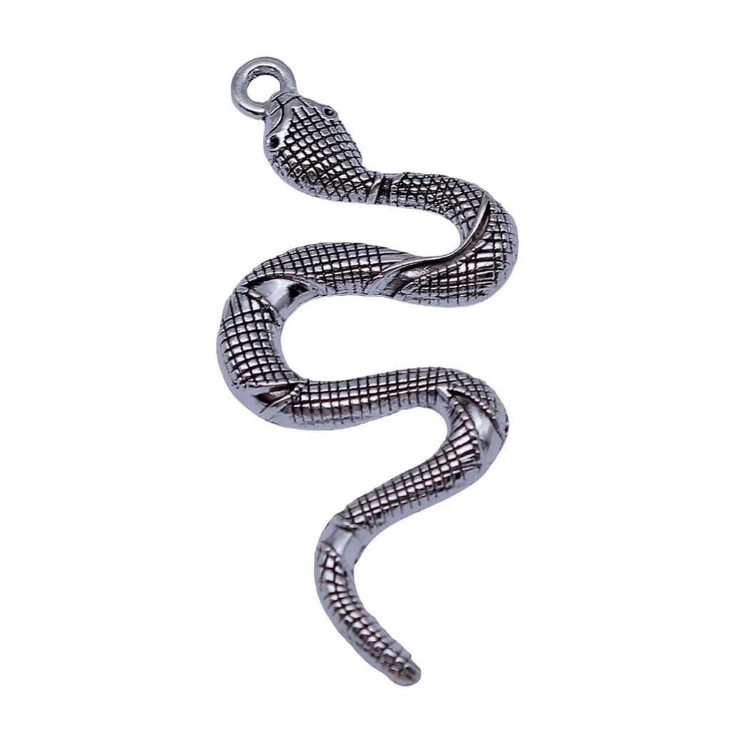 52x25mm 4.5g Antique Silver Zinc Alloy Snake Charm Pendant for Necklace Bracelet Jewelry Making