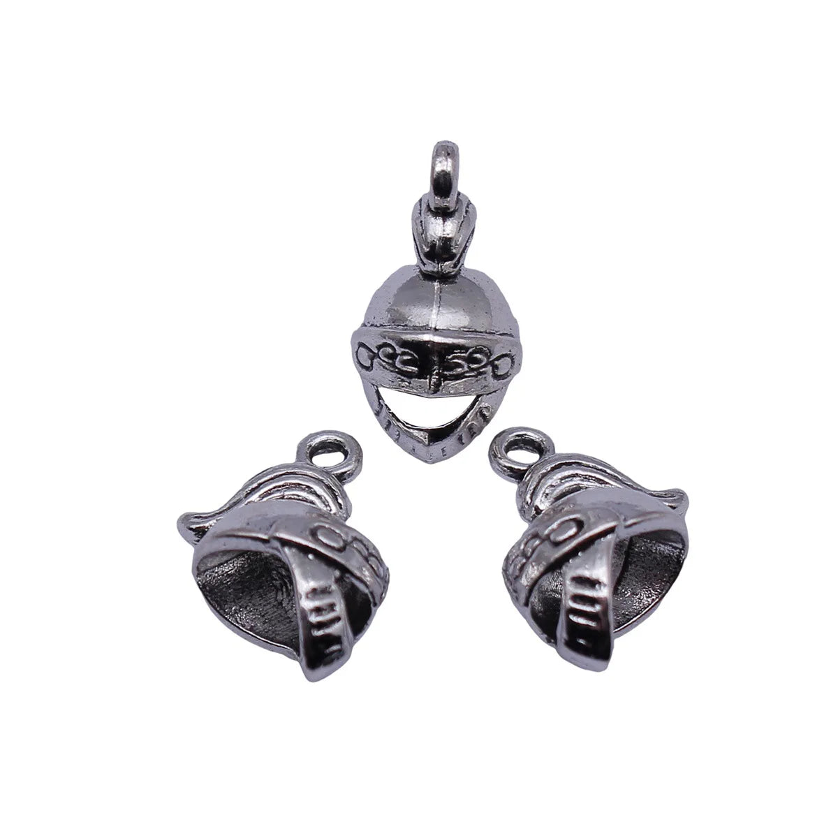 18x13x9.7mm 1.6g Antique Silver Zinc Alloy 3D Helmet Charm Pendant for DIY Necklace Keychain Jewelry Making