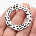 47x46mm 8.7g Antique Silver Zinc Alloy Hammered Irregular Round Ring Connector Charm for DIY Jewelry