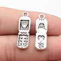 27x8.7mm 1.9g Antique Silver Zinc Alloy Vintage Flip Phone Charm Pendant for DIY Jewelry Making