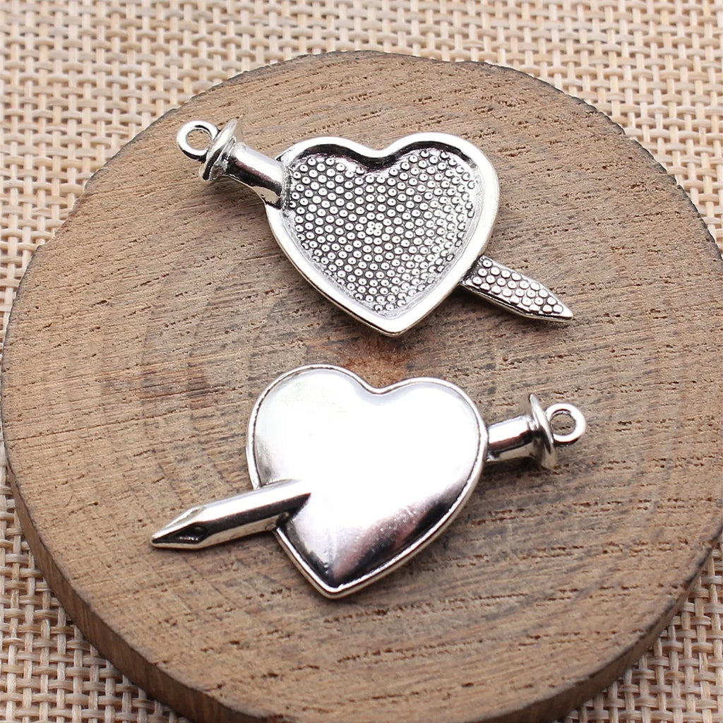 38x21mm 3.1g Antique Silver Zinc Alloy Nail Heart Charm Pendant for DIY Necklace Jewelry Making