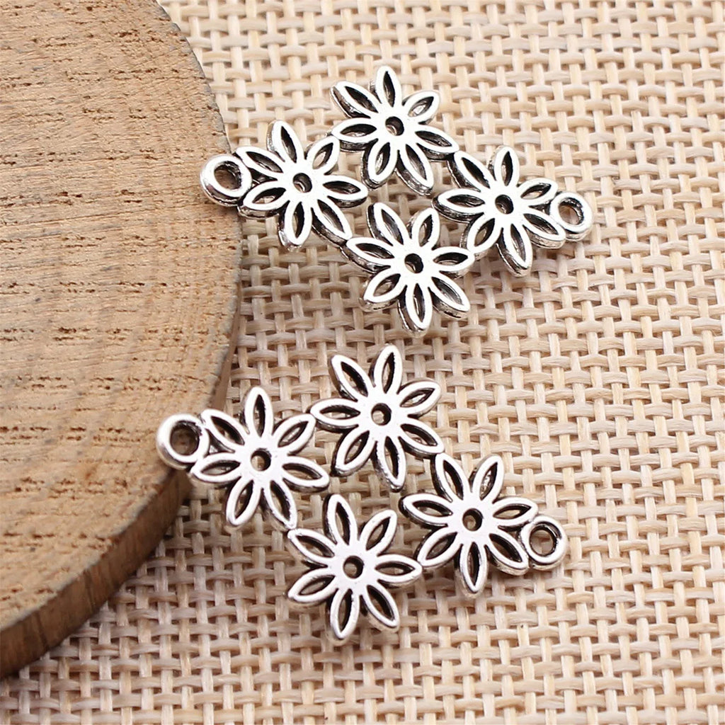 30x21mm 1.7g Multicolor Zinc Alloy Flower Diamond Connector Charm for DIY Earrings Bracelet Making
