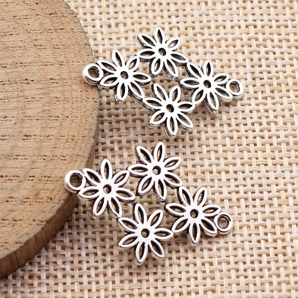30x21mm 1.7g Multicolor Zinc Alloy Flower Diamond Connector Charm for DIY Earrings Bracelet Making