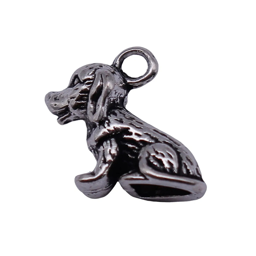 16x13mm 1.8g Antique Silver Zinc Alloy 3D Small Dog Charm Pendant for DIY Pet Theme Jewelry