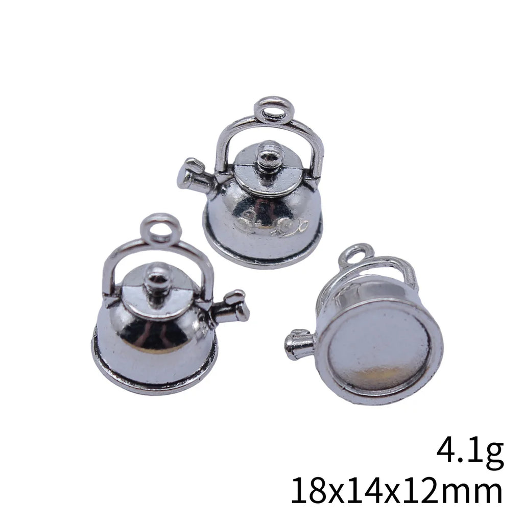 18x14x12mm 4.1g Antique Silver Zinc Alloy 3D Kettle Charm Pendant for DIY Necklace Bracelet Making