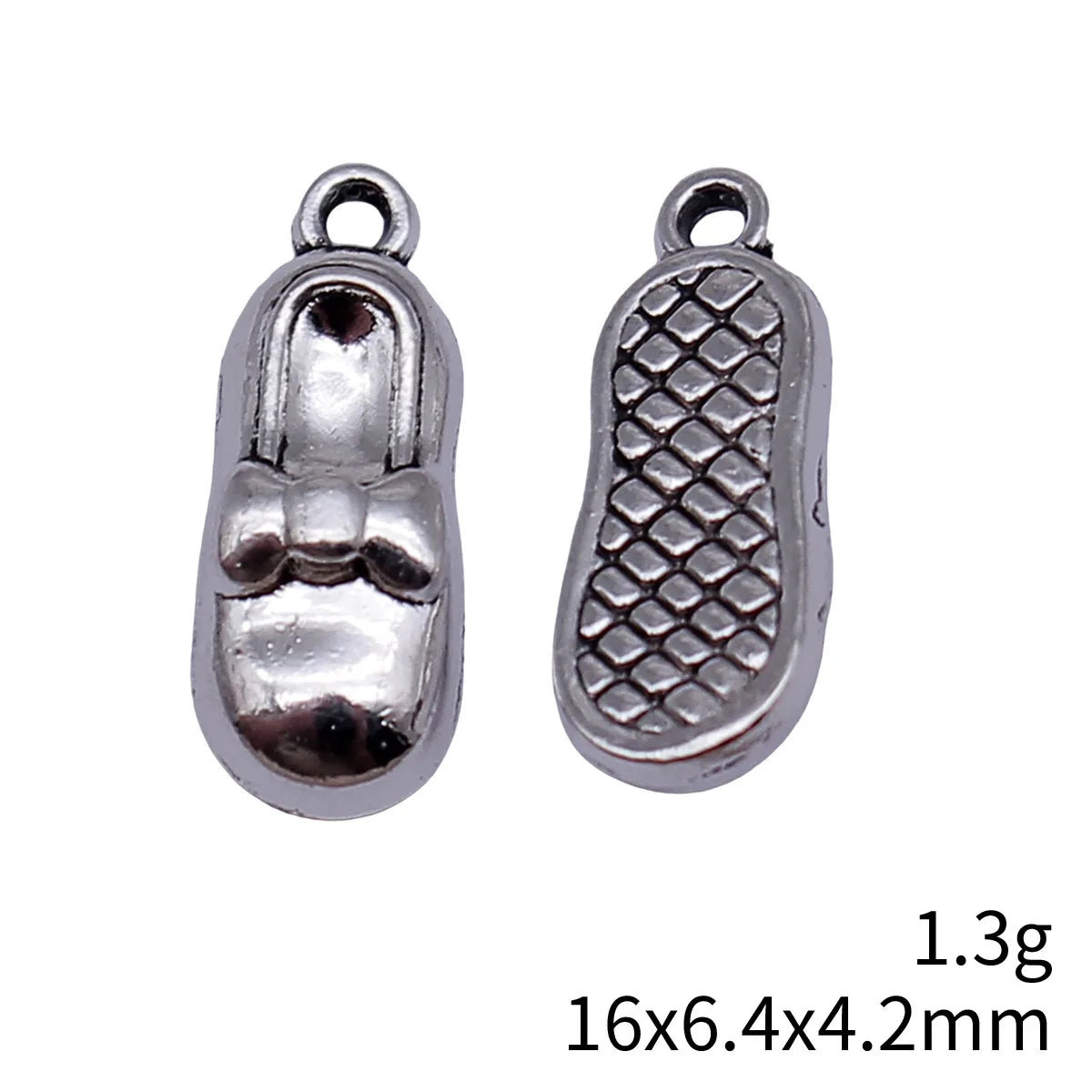 16x6.4x4.2mm 1.3g Antique Silver Zinc Alloy Bow Flat Shoe Butterfly Charm Pendant for DIY Bracelet Making