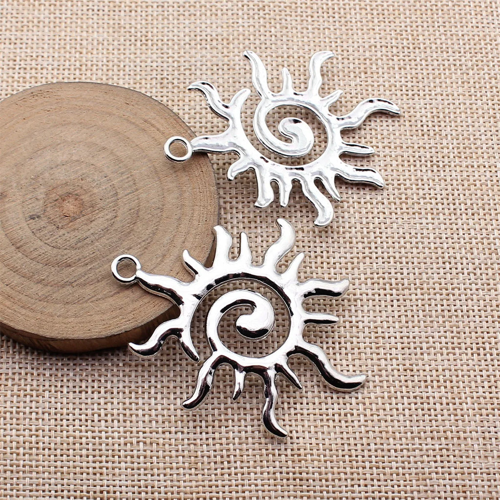 60x48mm 9.1g Multicolor Zinc Alloy Sun Charm Pendant for DIY Necklace Bracelet Earring Making