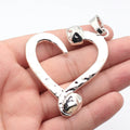 66x65mm 38g Antique Silver Zinc Alloy Hollow Heart Nail Charm Pendant for DIY Jewelry Making