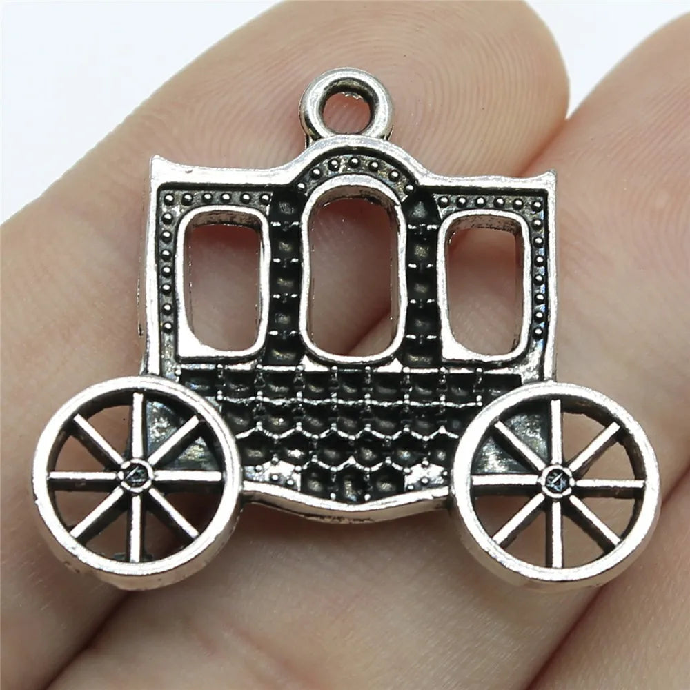 30x27mm 3.7g Antique Silver Zinc Alloy Carriage Charm Pendant for Necklace Bracelet Jewelry Making