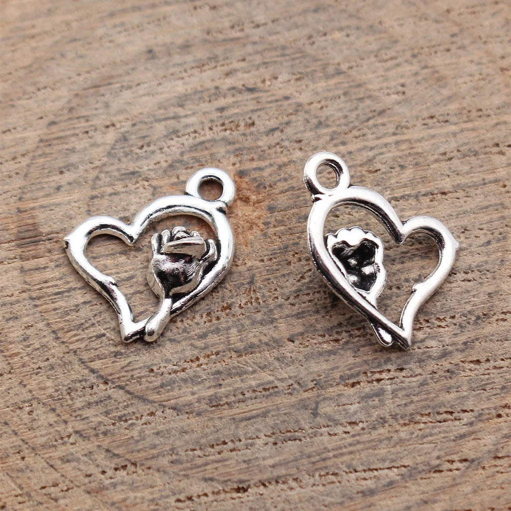 13x12mm 0.57g Antique Silver Zinc Alloy Hollow Flower Heart Charm Pendant for DIY Necklace Bracelet Making