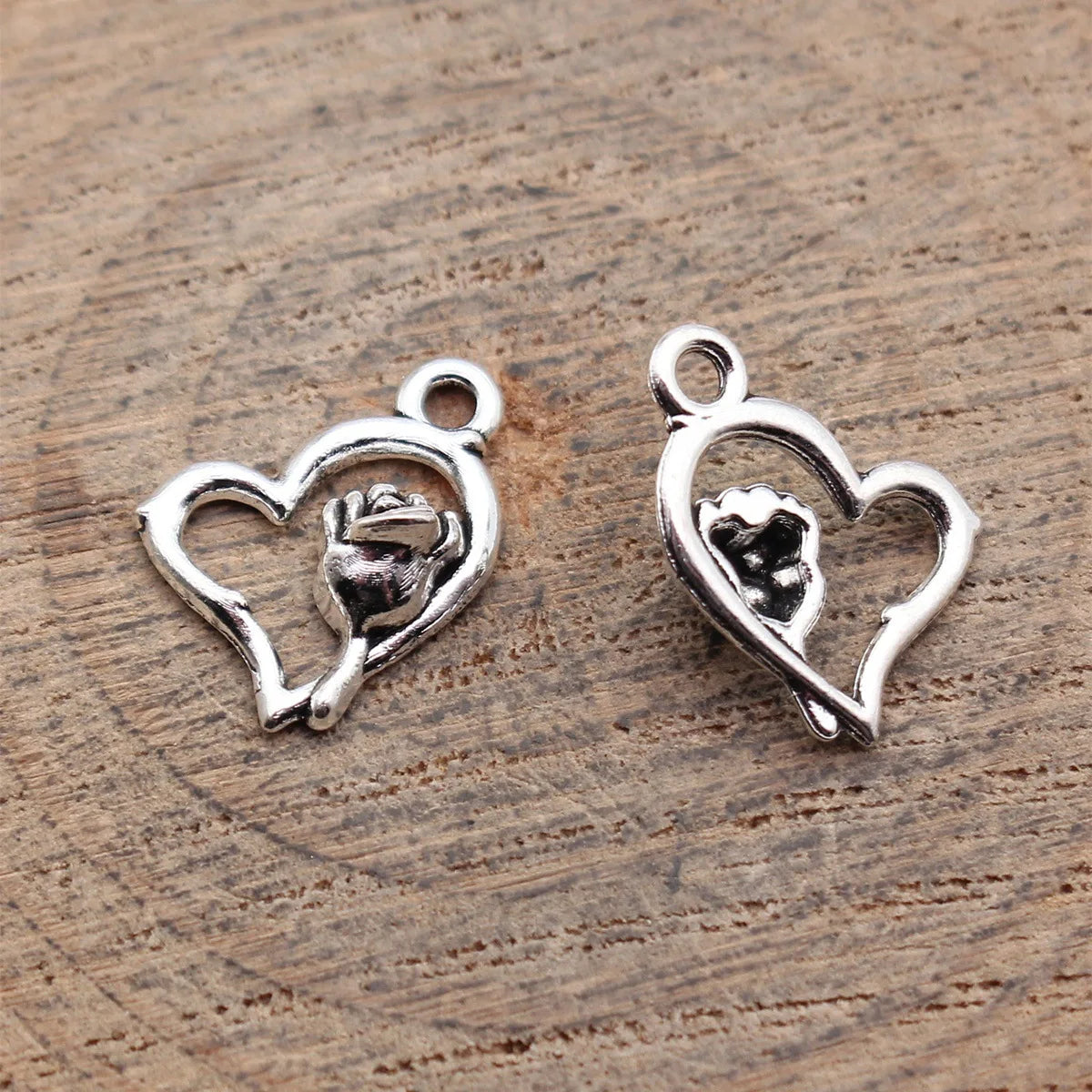 13x12mm 0.57g Antique Silver Zinc Alloy Hollow Flower Heart Charm Pendant for DIY Necklace Bracelet Making