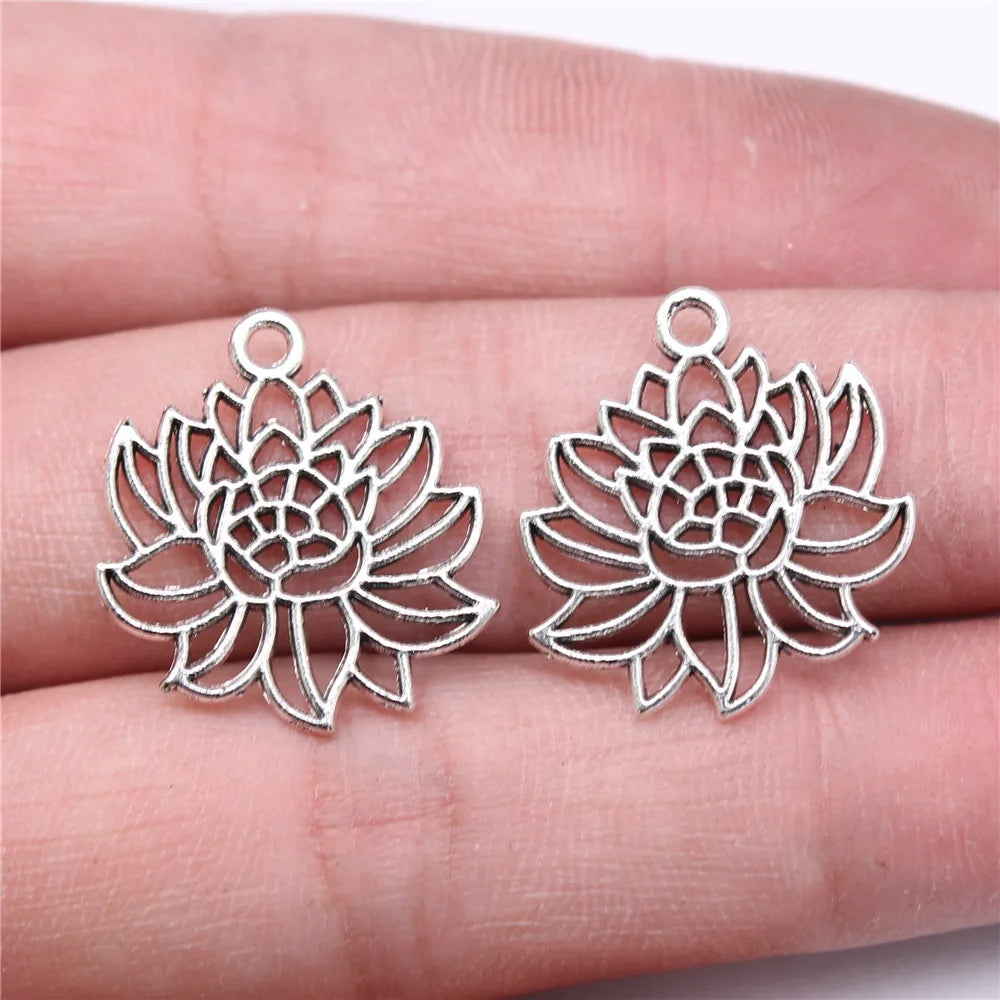 22x20mm 1.2g Multicolor Zinc Alloy Lotus Charm Pendant for DIY Necklace Bracelet Jewelry Making
